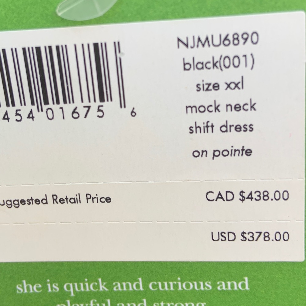 KATE SPADE MOCK NECK ON POINTE SHIFT DRESS NWT XXL - Picture 7 of 8